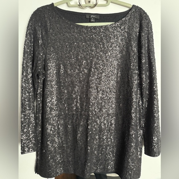 J. Crew Black Sequin Blouse - Picture 1 of 2